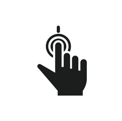 hand click silhouette icon with white background