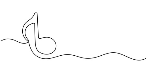 Musical Notes continuous line drawing with color shapes, Musical Note Continuous Line Illustration, Musical Note Continuous one Line drawing Icon. 