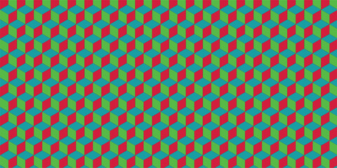 Seamless pattern - abstract multicolored geometric cubes. Perfect color combination background.