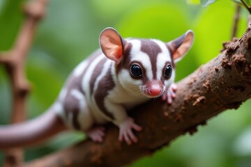 Obraz premium Sugar Glider and Colourful Tree Interaction