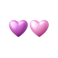 Two Glossy Hearts Purple and Pink 3D Render