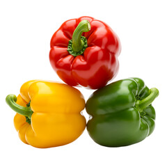 Colorful Fresh Bell Peppers Collection – Red, Yellow, and Green Peppers Isolated on Transparent Background, pepper, peppers, bell pepper, red, yellow, green, vegetable, vegetables, colorful, vibrant