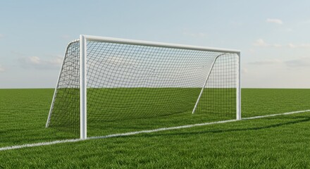 Soccer Goal on a Lush Green Field Under a Clear Sky: A Perfect Setting for the Beautiful Game