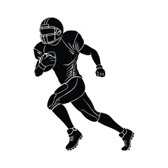 Fototapeta premium Powerful American football athlete rushing ahead with energy and strength.