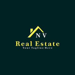 NV Initials Real Estate Logo Vector Art  Icons  and Graphics
