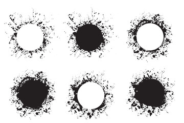 Black and white bullet hole set . input and output gunshot cracked bullets holes