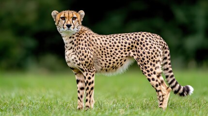 Majestic Cheetah in Green Grass Wildlife Photo