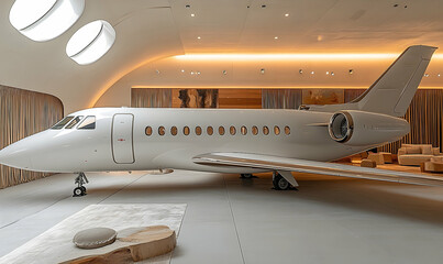 Luxury private jet in modern interior