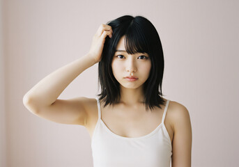 Fototapeta premium 明るく暖かい雰囲気の女性のポートレート