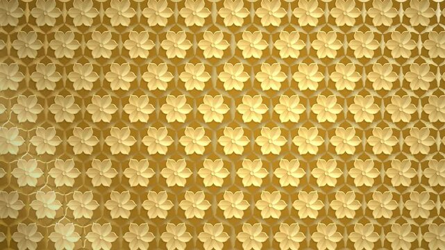 Thai Geometric Floral Seamless Pattern Elegant Golden Animation