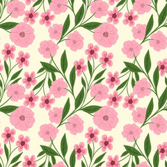 Pattern with simple pretty flowers, little floral liberty seamless texture background. Spring, summer romantic blossom flower garden seamless pattern for your designs.