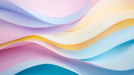 Obraz premium A Abstract pastel paper waves in soft tones, Modern colorful background with layered texture, Creative minimal flow for design and digital art illustration for your design.