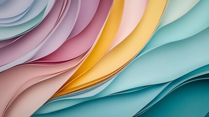 Fototapeta premium A Abstract pastel paper waves in soft tones, Modern colorful background with layered texture, Creative minimal flow for design and digital art illustration for your design.