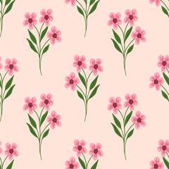 Pattern with simple pretty flowers, little floral liberty seamless texture background. Spring, summer romantic blossom flower garden seamless pattern for your designs.