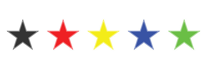 five star icon on white background. Five stars review rating vector illustration. Top quality rating symbol. Eps file 18.