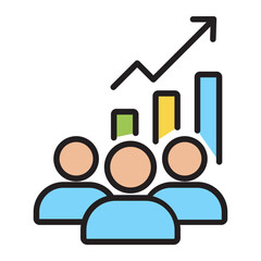 Teamwork and business growth outline icon