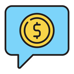 Money communication speech bubble outline icon