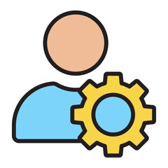 User and settings gear outline icon