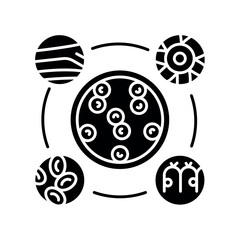 Induced pluripotent stem cells black flat icon.