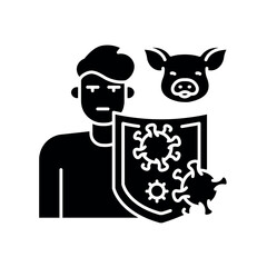 Reducing zoonotic virus transmission black flat icon. Isolated