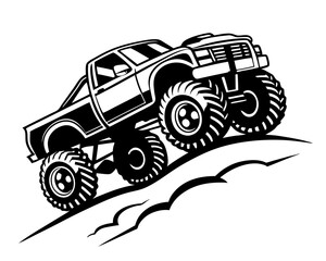 Monster Truck Vector Illustration   Monster Truck Silhouette SVG Design for Cricut © Print