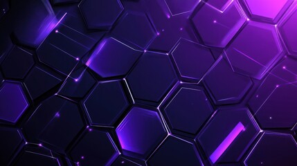 Fototapeta premium Abstract purple and dark blue hexagonal grid pattern.