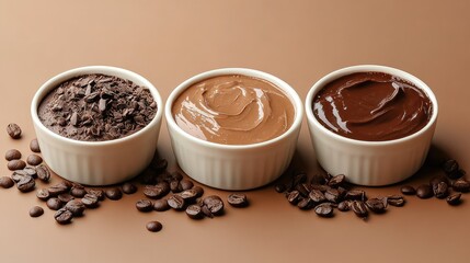 Chocolate mocha mousse dessert in brown tones, elegant and rich in flavor, minimalistic and stylish food photography.