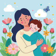 Happy Mothers Day poster vector illustration.