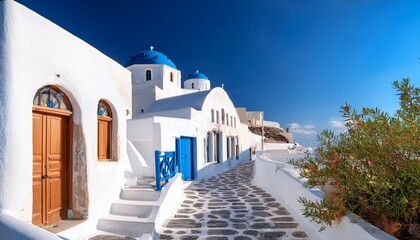 white cycladic architecture in pyrgos village santorini island greece © Enrique