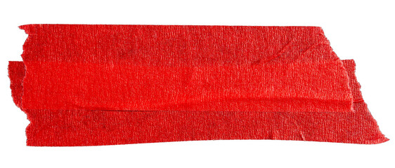 Ripped torn paper adhesive red masking tape on transparent background