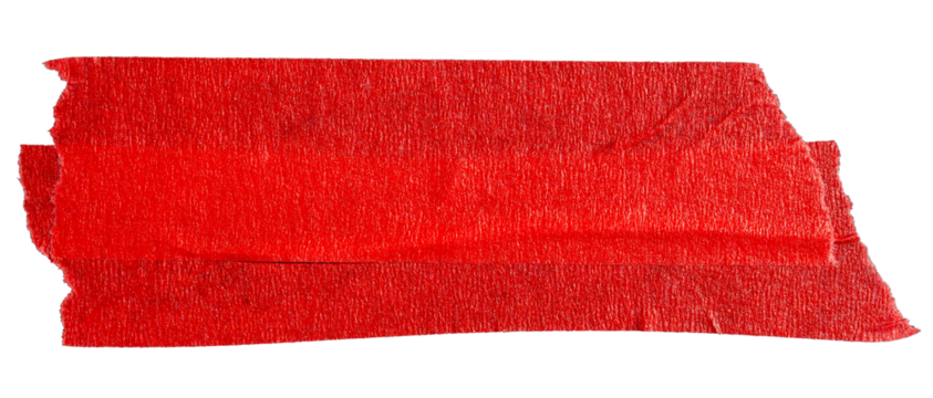 Ripped torn paper adhesive red masking tape on transparent background