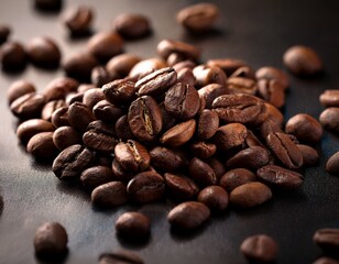 Naklejka premium coffee beans closeup on dark background