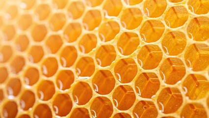 Honeycomb Texture Golden Sweetness Nature Close Up View Detailed Honeycomb Structure Sweet Golden Honey Close Up