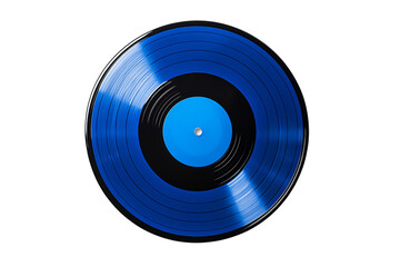 A blue vinyl record with a central label and visible grooves.