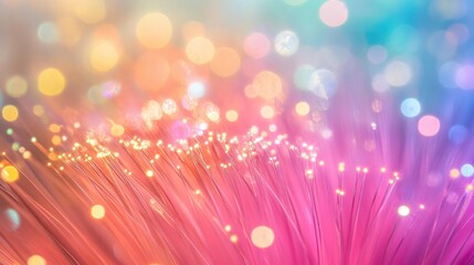 Abstract colorful fiber optic lights bokeh background.