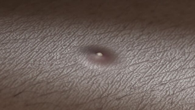 Afro skin surface acne growing and shrink macro, looped switch