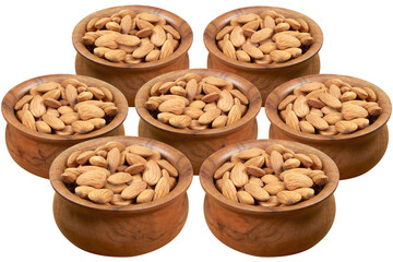 Wooden Bowls full of almonds