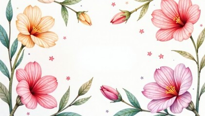 Fototapeta premium Delicate watercolor flower repeat, pastel hues, pretty, watercolor background