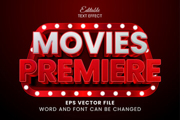 Movies premiere 3d editable vector text effect. Show luxury text style