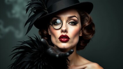 Elegant Woman In Retro Fashion Attire