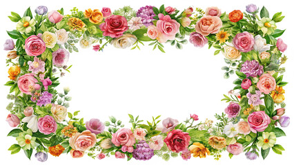 Obraz premium frame of flowers isolated on white background PNG
