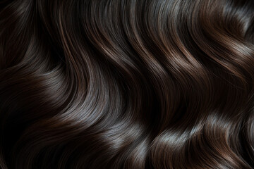 Fototapeta premium Close-up of wavy brown hair with golden highlights under sunlight.