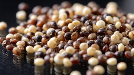 Close-up of a mix of quinoa seeds.