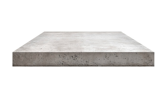 rectangular grey cement plate on transparent background