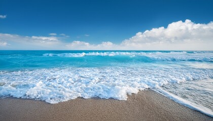 beautiful light blue seashore with sea foam italian beach natural marine background