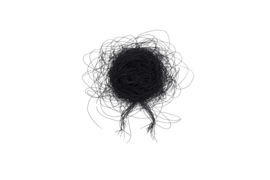 Scribbled, circular creature-like figure with thin, abstract legs and small, round eyes.