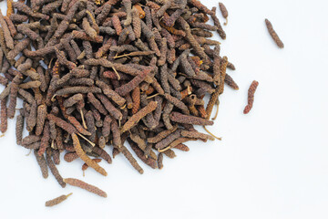 Dried long pepper or Indian long pepper