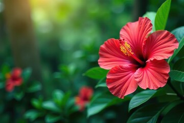 Bold, vibrant hibiscus blooms in a tropical setting , pattern, print