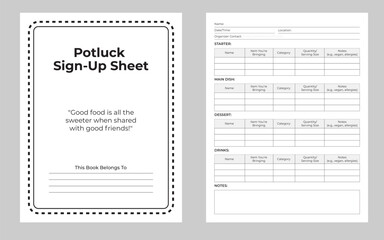 Potluck Event Planner Logbook Template