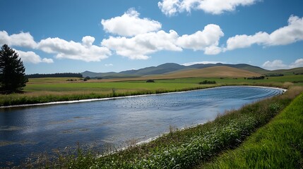 A solar-powered irrigation system watering growing vegetables

